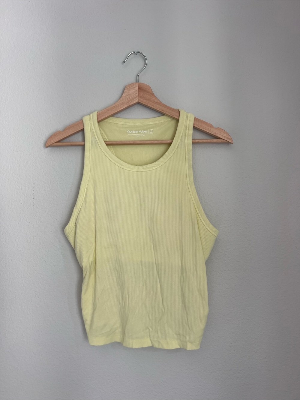 Outdoor Voices Pale Yellow Ribbed Scoop Tank